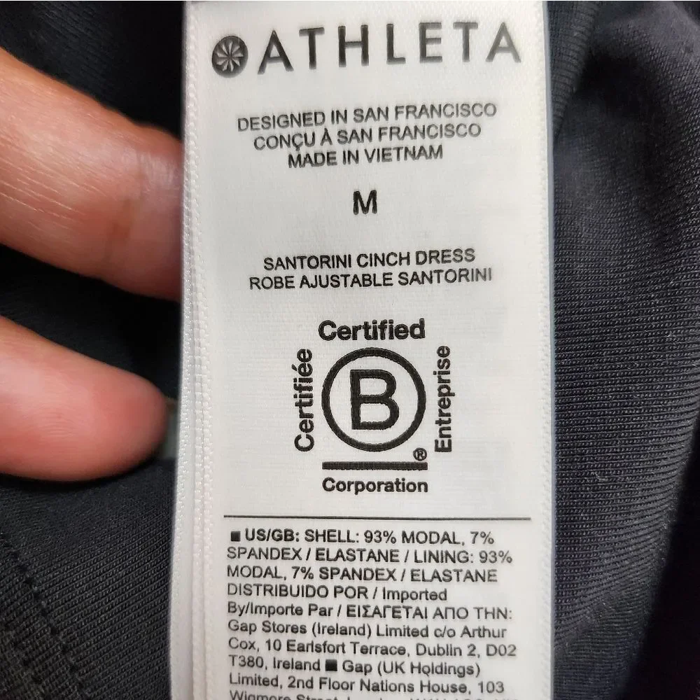 Athleta Santorini Cinch Dress Sleeveless Black Size M